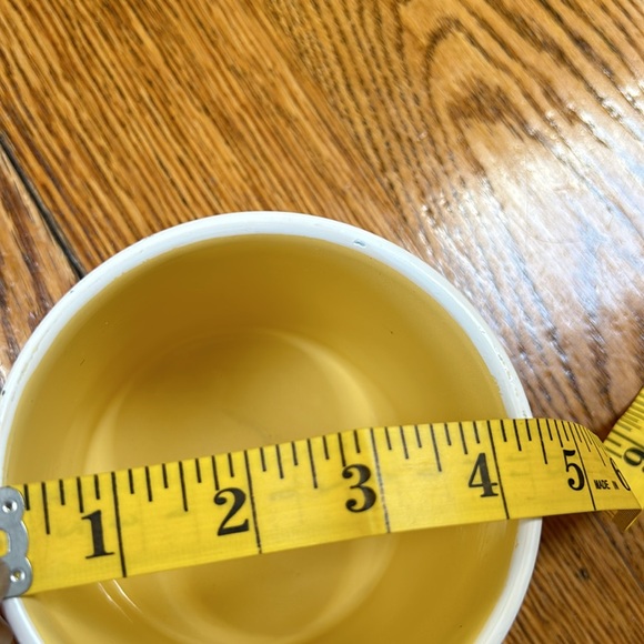 Fiddle + Fern yellow metal mug. Enamel coated, 24 oz.  Farmhouse style. - Picture 6 of 8